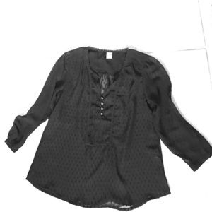 BILA Swiss Dot Sheer Black Top